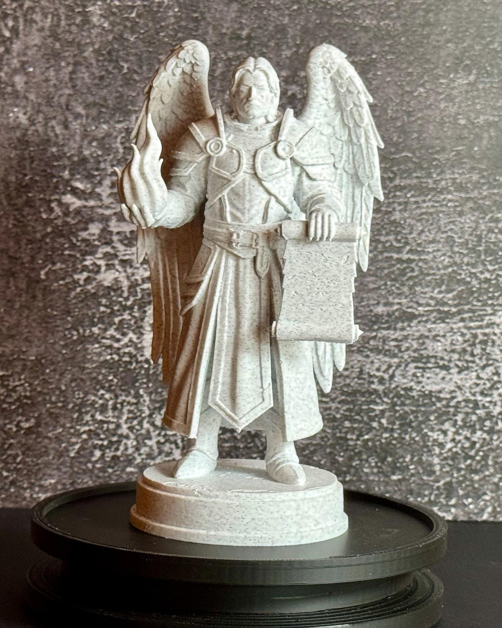 Archangel Uriel Statue – Angel of Wisdom with Flame & Scroll – Christian Decor