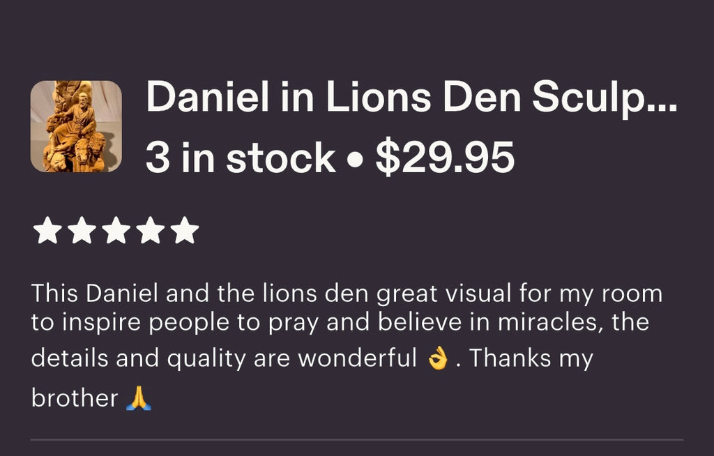 Daniel in Lions Den Sculpture | Sandstone Style Biblical Figure, Faith Decor